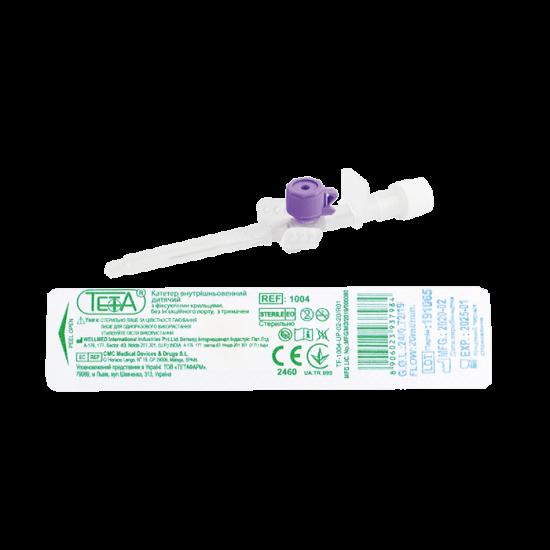 Катетер внутрішньовенний дитячий з фіксуючими крильцями, без ін'єкційного порту, без тримача, розмір 26G